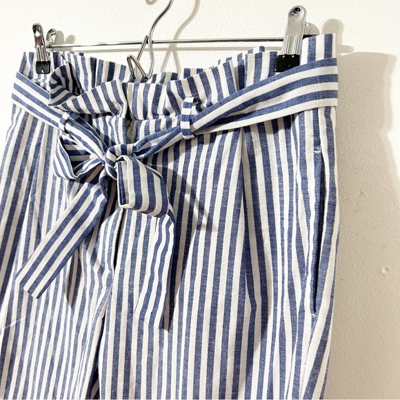 Love Tree Striped Paper Bag Tie Waist Pants Elastic Waist Pull On Styling  💙🤍 - Picture 3 of 11